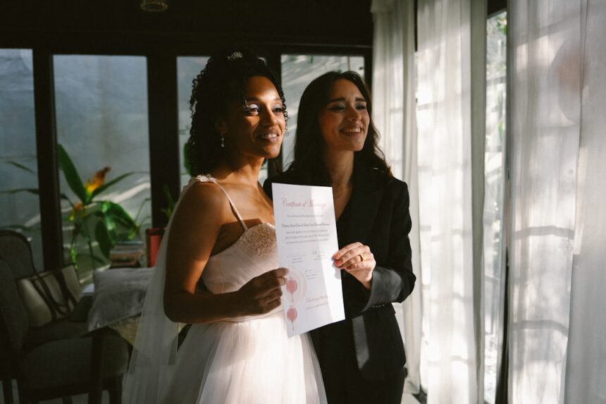 Photo serving papers at a wedding