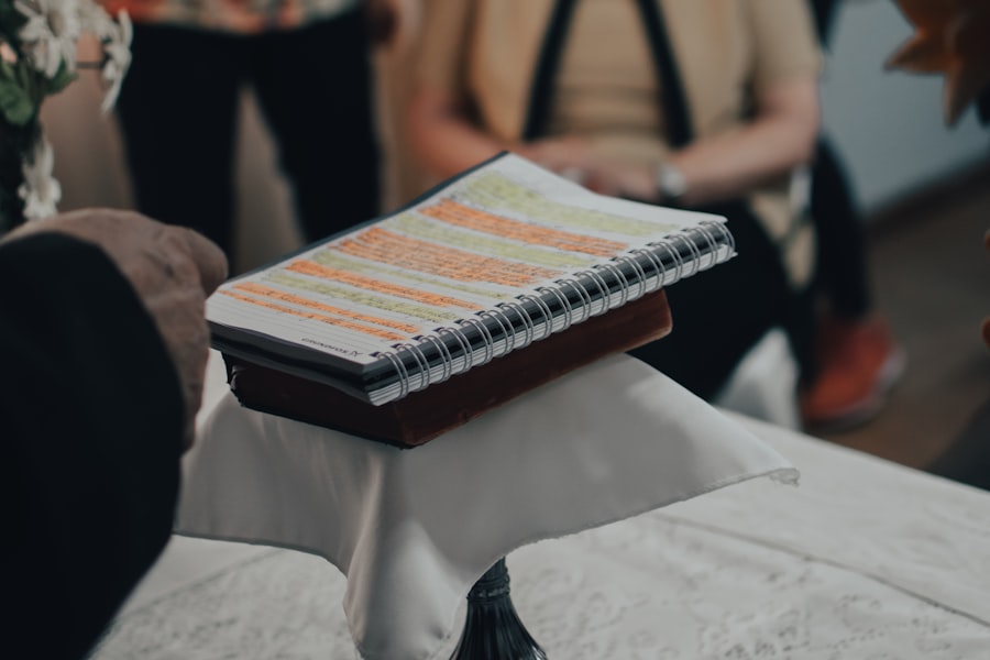 Photo serving papers at a wedding